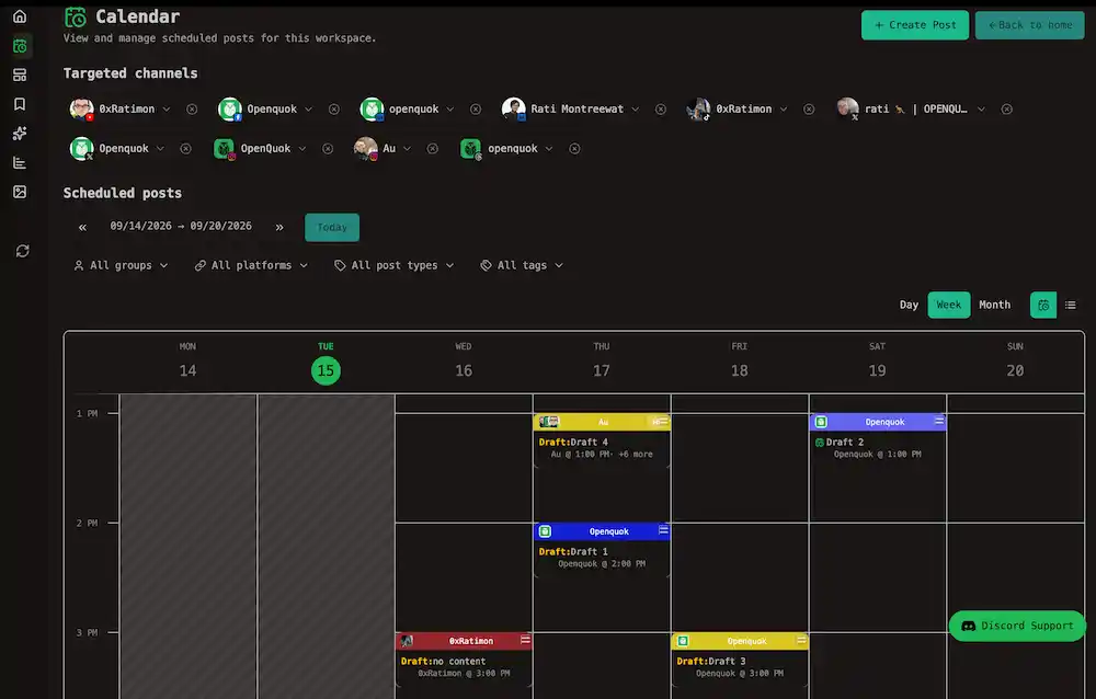 Drag posts on the calendar